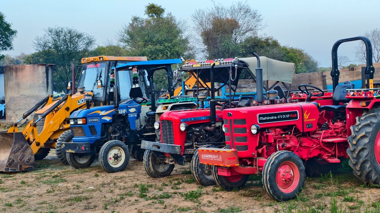 Jcb 3DX Eco Loading with Tractor Stuck in Mud New Mahindra 575 got Fried While Eicher 380 Massey 241