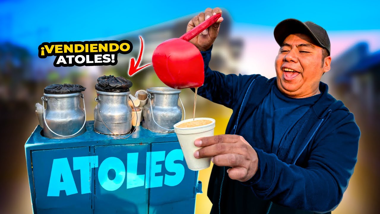 😱VENDIENDO ATOLES de MADRUGADA en el CENTRO *regalamos panes*