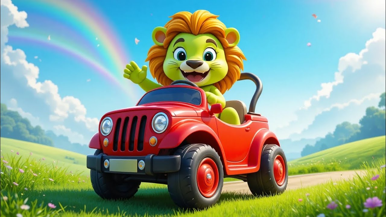 Green Color Lesson 🦁🚗 | Kids Color Learning Video