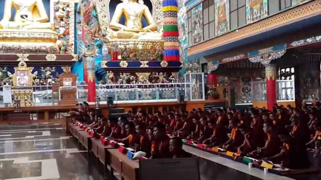 Prayer at Namdroling Monastery (Coorg)