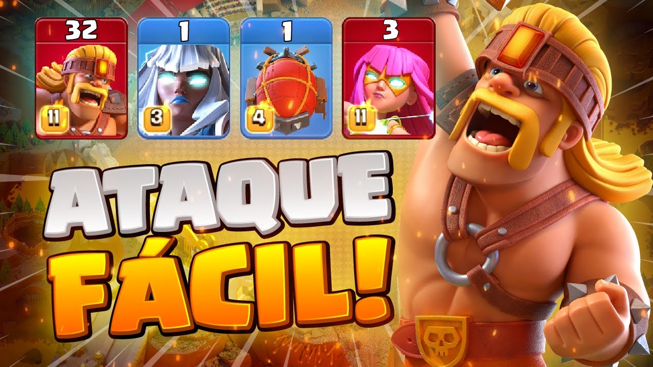 Blimp Com Super Arqueira e Super Bárbaros - Ataque CV15 Clash Of Clans!