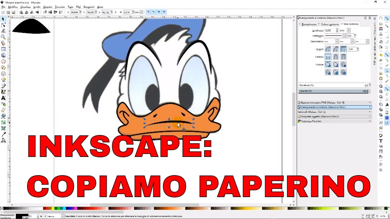 Inkscape ricalchiamo un disegno: Paperino.