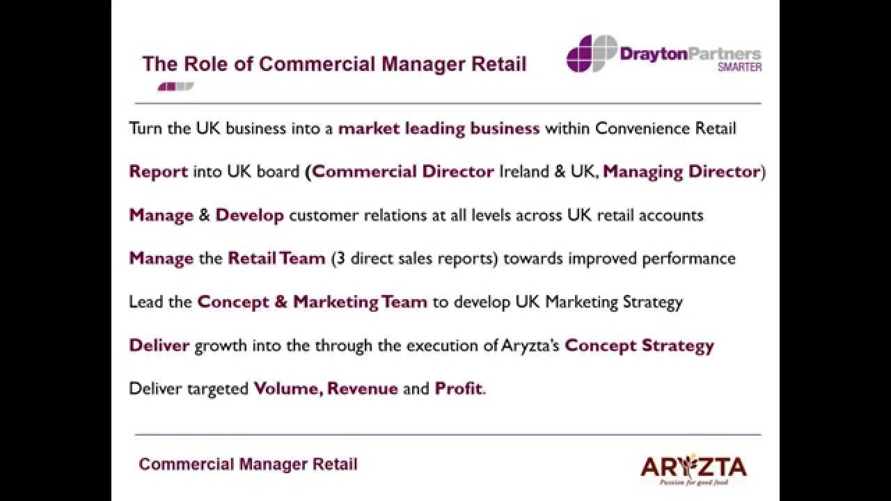 Commercial Manager Retail Role