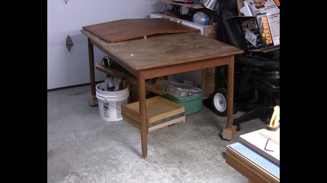 Extend legs on a table in the garage