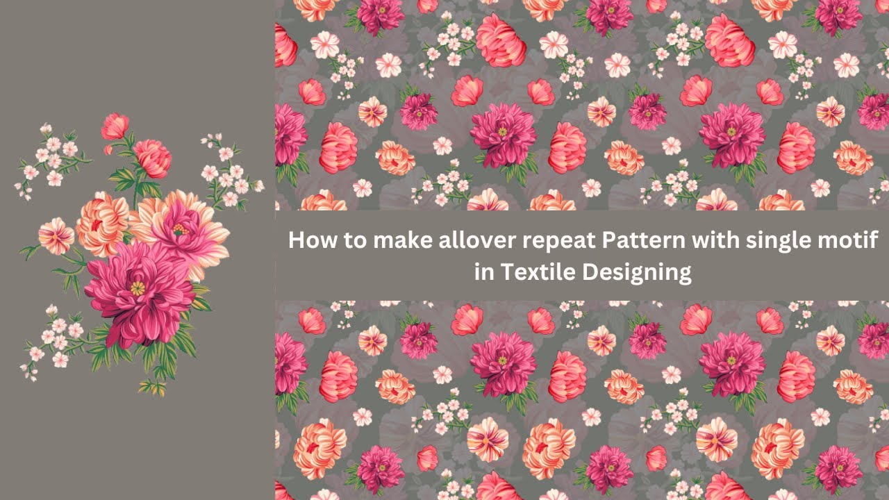 How to make repeat Pattern with single motif in Textile Designing (method 2) | Photoshop classes