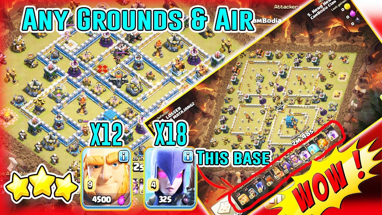 WOW!! 12 GIANTS+18 WITCHES - ANY GROUNDS & AIR STRATEGY SMASH TH12 3-STAR ( Clash of Clans )