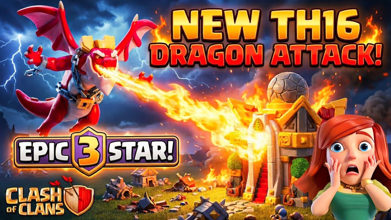 +633 TROPHY NEW META The MOST POWERFUL Dragon Attack for TH16! 🐉🔥 @ClashOfClans 