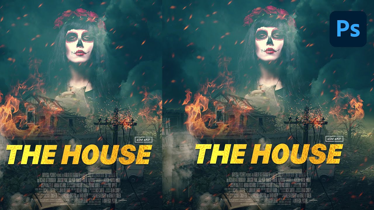 Movie Poster Design - The House, Horror Movie Poster | Photoshop cc 2021