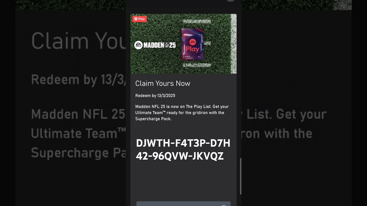 FREE MADDEN 25 CODE!!! #shorts #freecode #madden #madden25 #redeemcode #trending #football #free