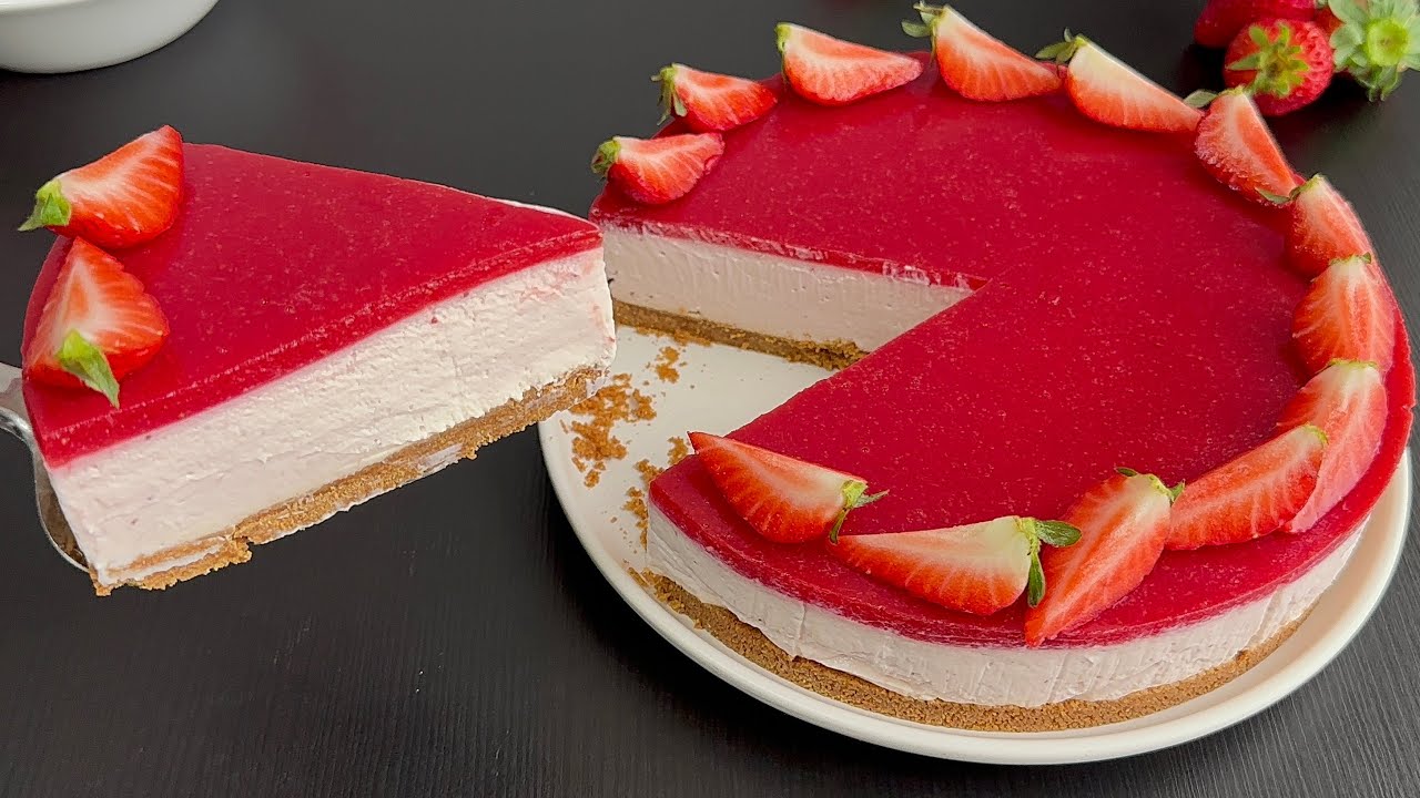 Свежесть и вкус в мгновение ока! Клубничный чизкейк без выпечки!