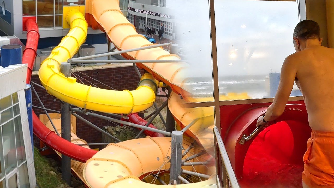 Turborutsche mit Meerblick: Sylter Welle - Rote Speedrutsche | Freizeitbad Westerland