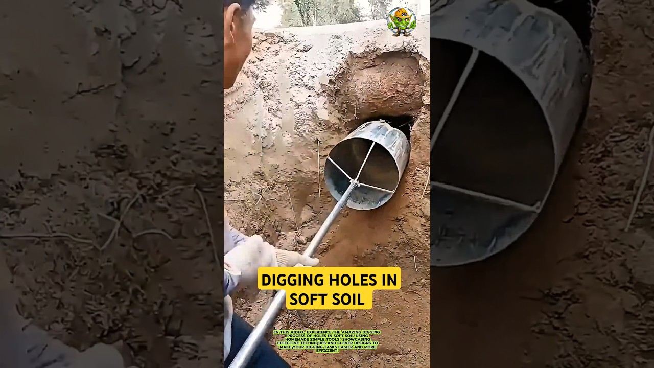 Digging process of holes in soft soil with homemade simple tools