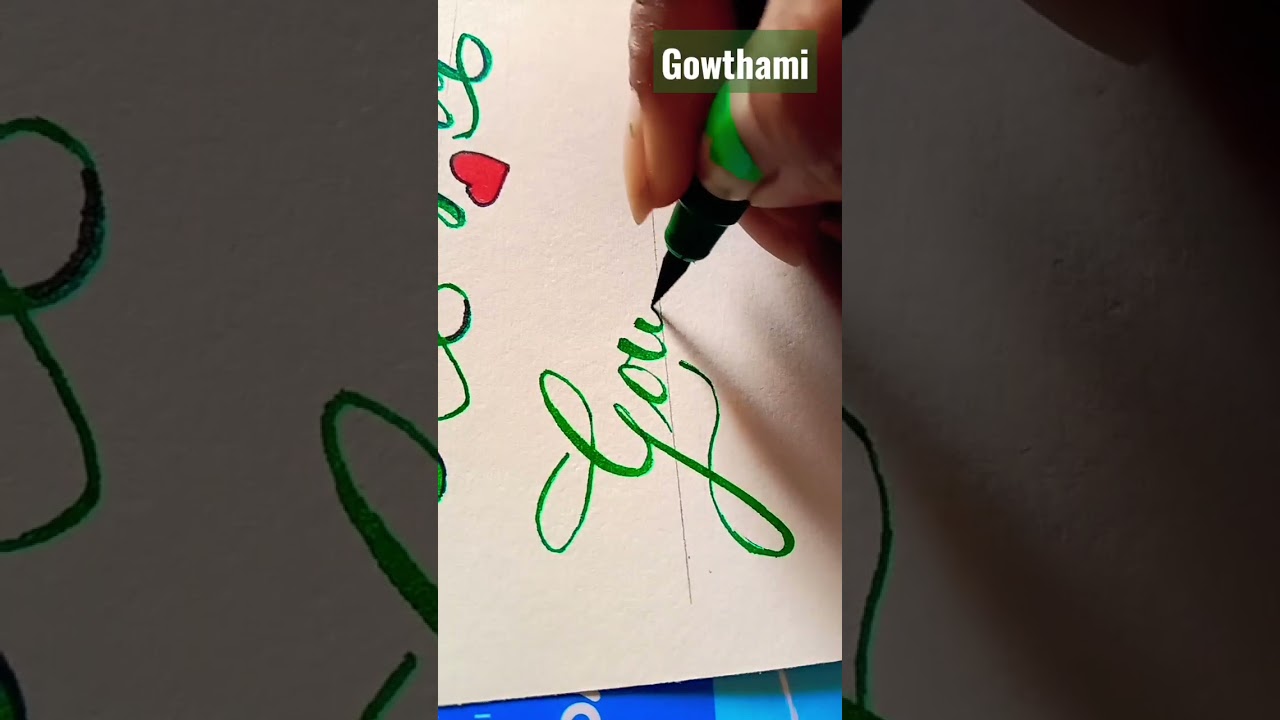 requested name 📝gowthami#subscribetomychannel#comments#calligraphyart#name#greencolor#statusvideo📝🌈📺