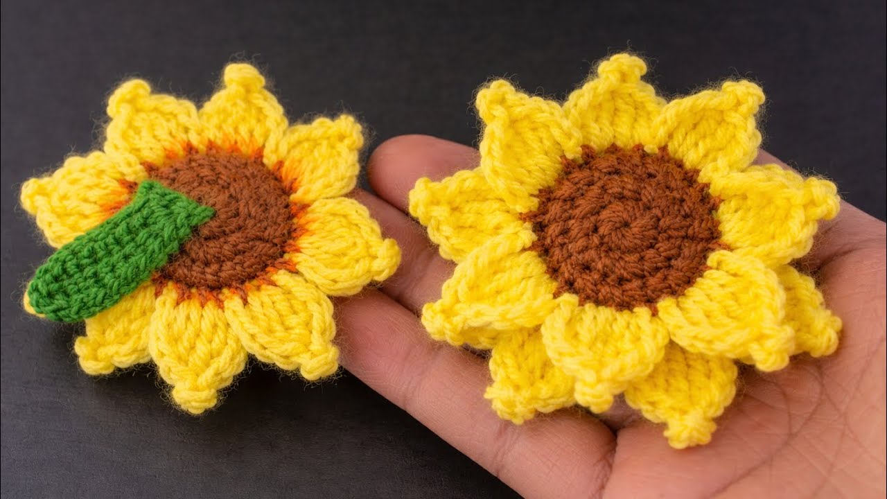 Crochet Sunflower Hair Tie Tutorial for Beginners
