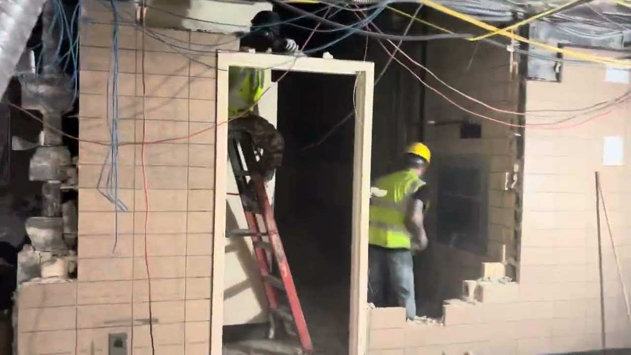 Masonry wall demolition by Spartan Demolition Company LLC