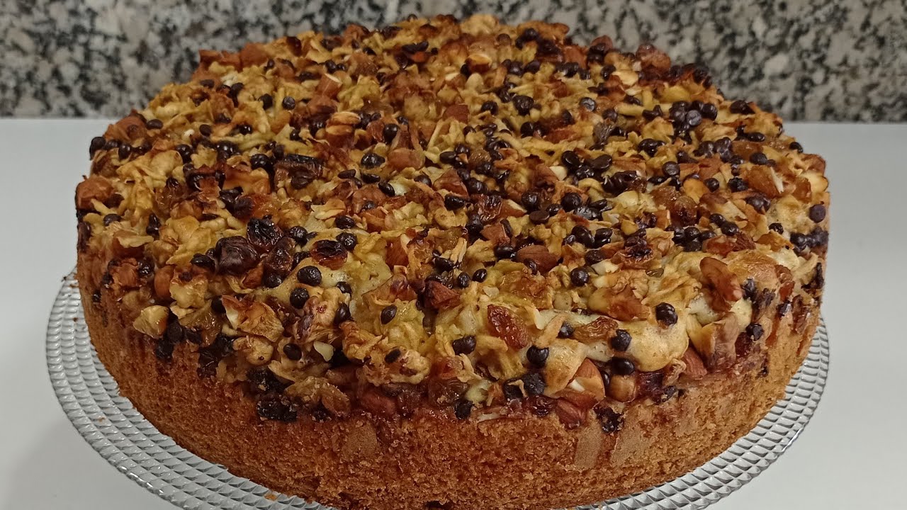 كيكة المكسرات🥧 كيك بالفواكه الجافة كتجي عائلية لذيذة يا سلام رائعة
