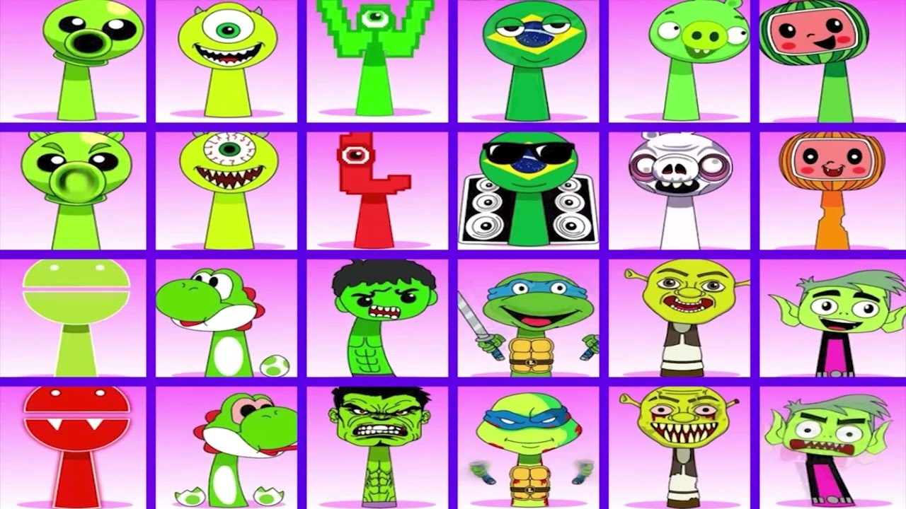 MY,Incredibox Sprunki OC: / Phase 1 to Phase 5 Sweden, Cory Circle, Simson, Pato Pocoyo,Yellow,larva