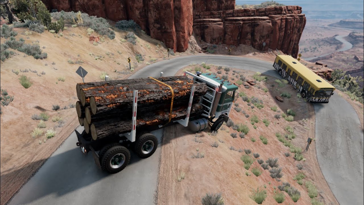 BeamNG drive Dangerous Offroad Wooden Truck Crossing