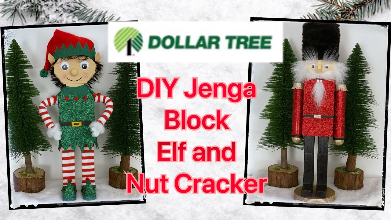 Dollar Tree 🌲 Jenga Block Elf and Nutcracker