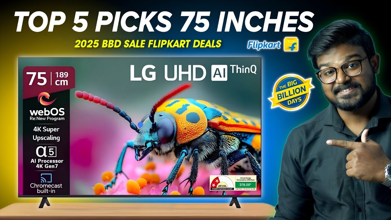Premium🔥Best 75 inch 4K QLED TV in Flipkart Big Billion Sale 2025 | BBD Sale TV Offers