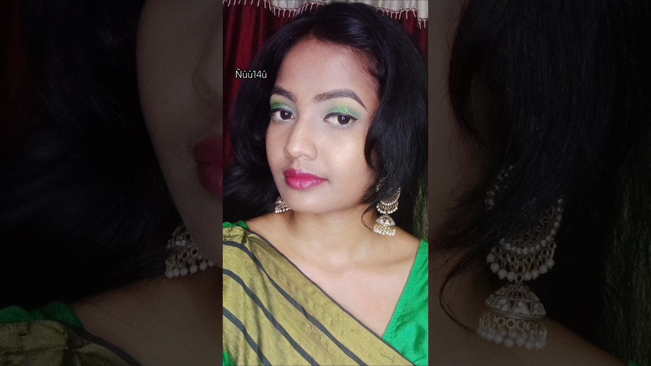 🤍💚 #ytshorts #mehndimakeup #greenmakeup #greenoutfit #makeuptutorial
