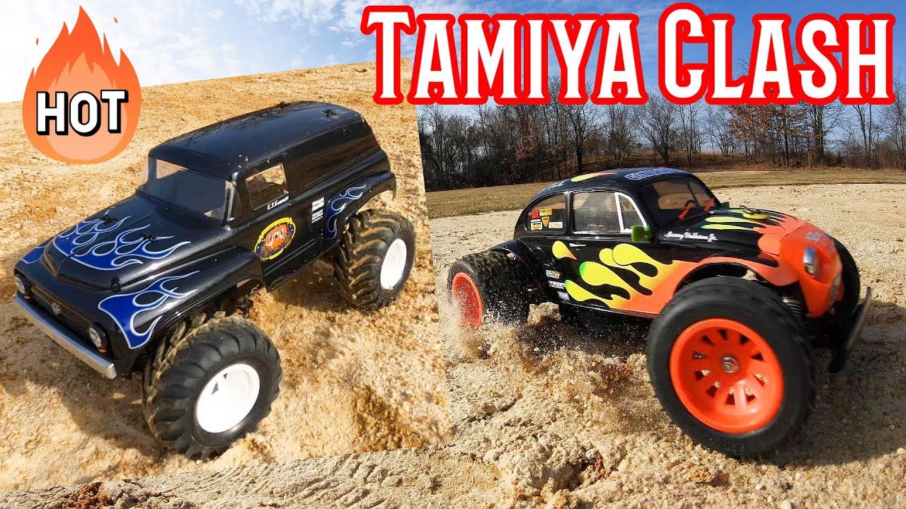 TAMIYA Squash Van VS Blitzer Beetle battle in the dirt!