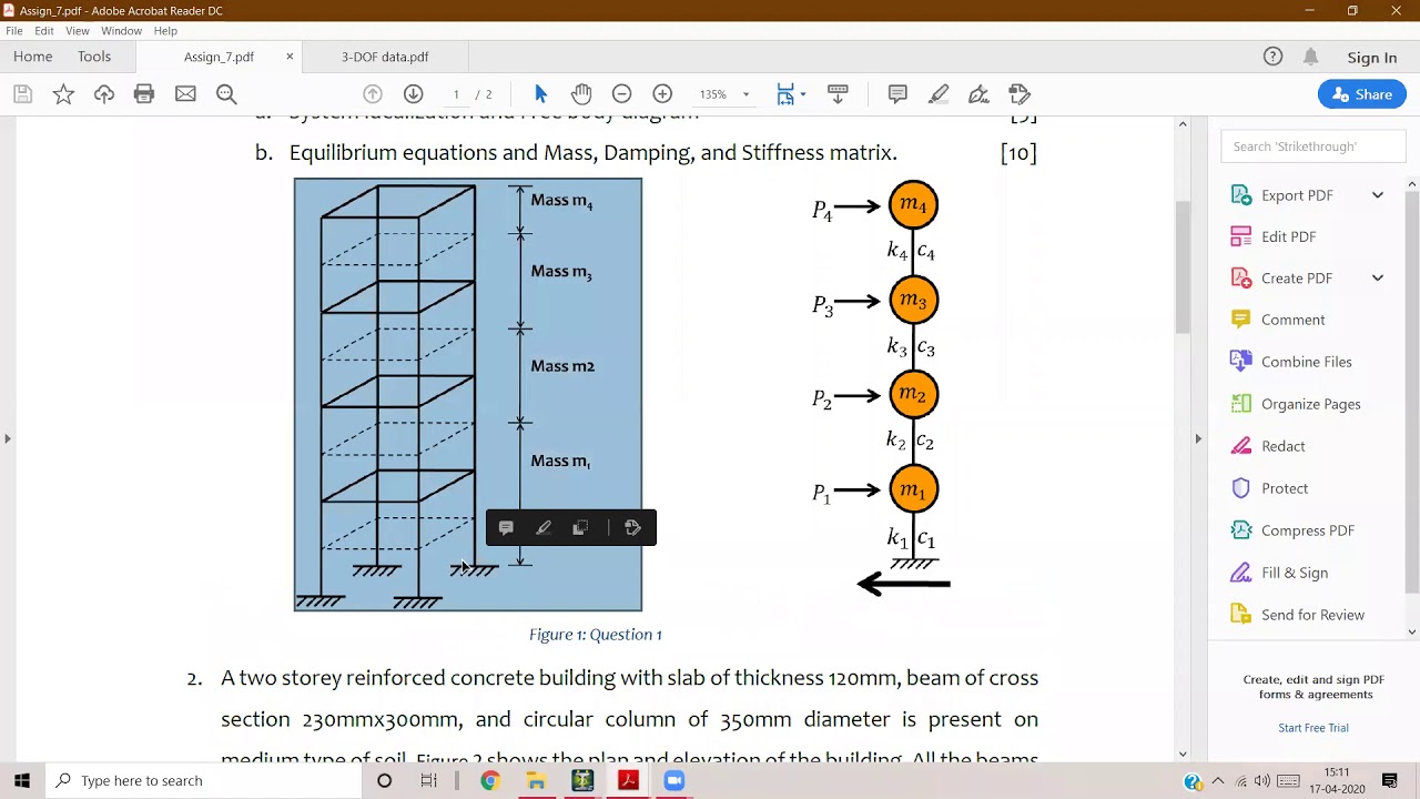 How to obtain natural frequencies and mode shapes of an MDOF on Staad.Pro.
