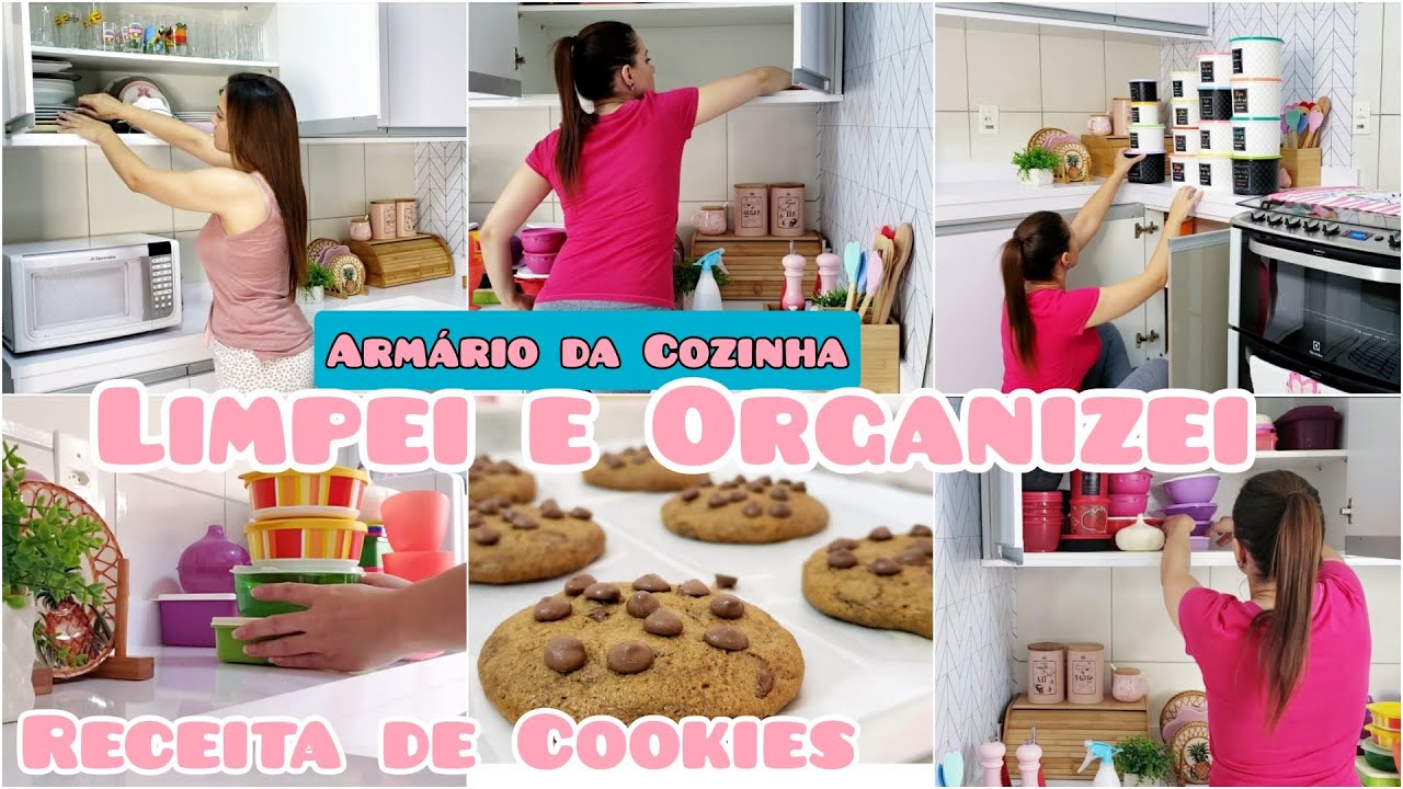 COMO LIMPO OS ARMÁRIOS DA COZINHA | ORGANIZAÇÃO NA COZINHA | RECEITA DE COOKIES SIMPLES | FER DINIZ