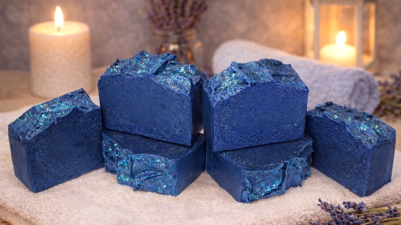 Blue INDIGO Artisan CP Soap Bars With Peppermint Lemon & Eucalyptus