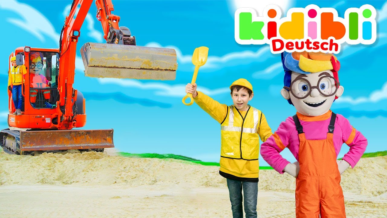 Die Kinder entdecken gro&szlig;e Bauwagen | Die Kinder spielen! ⛑ Kidibli