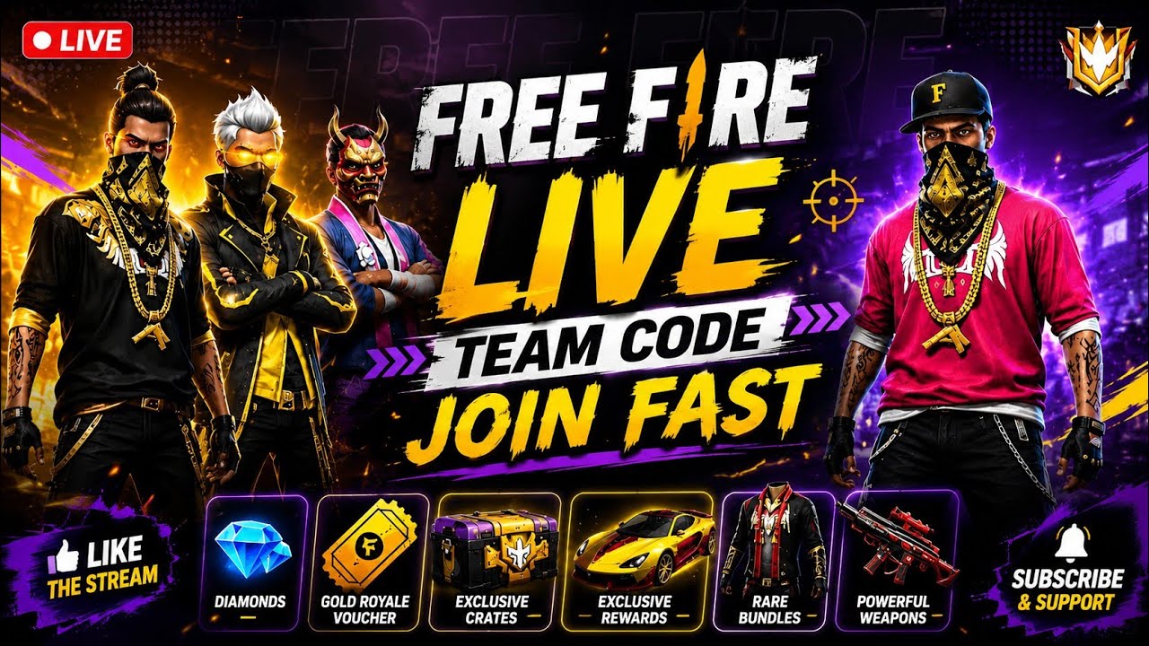 🔴 Free Fire Giveaway LIVE 🎁 | Surprise Items | Join Now 🔥