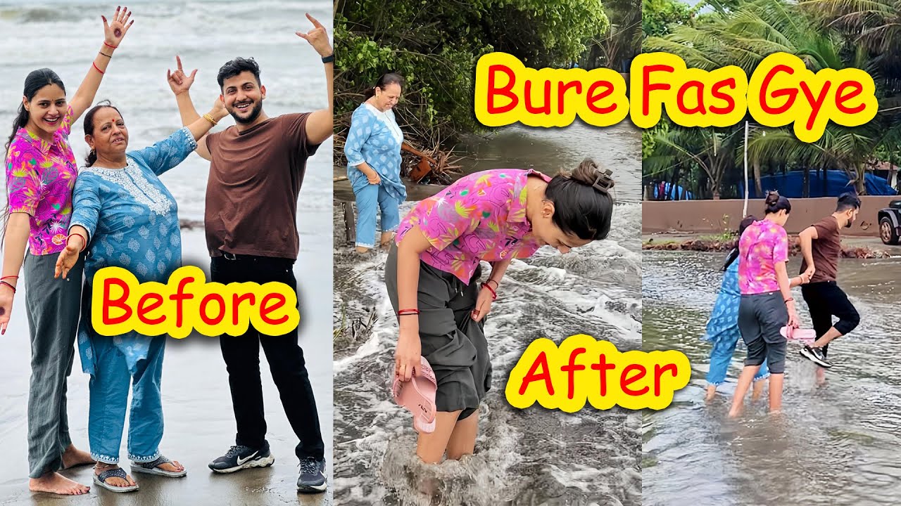 Goa Ke Beach Pe Bure Fase😰 Bhabhi Or Mummy Behte Behte Bache😱 | Vinay Thakur Vlogs