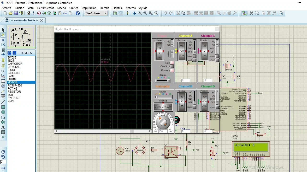Practica 3 Rectificador semicontrolado con carga RLE