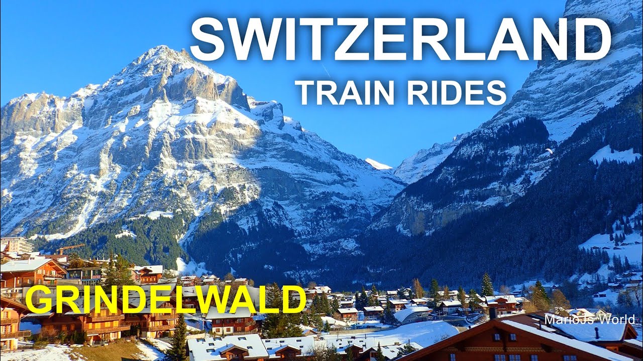 Switzerland scenic train ride 🇨🇭 Interlaken to Grindelwald - Swiss Alps Jungfrau Region in winter
