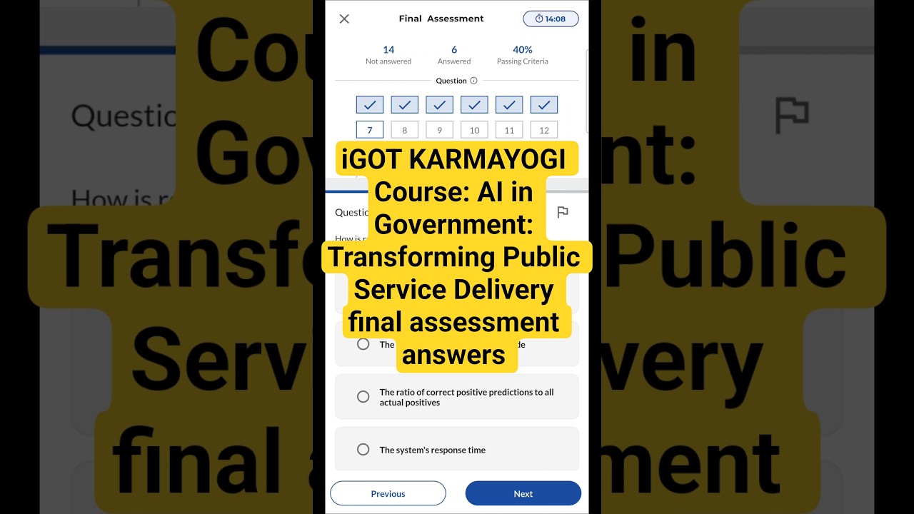 iGOT KARMAYOGI Course: AI in Government: Transforming Public Service Delivery final assessment ans