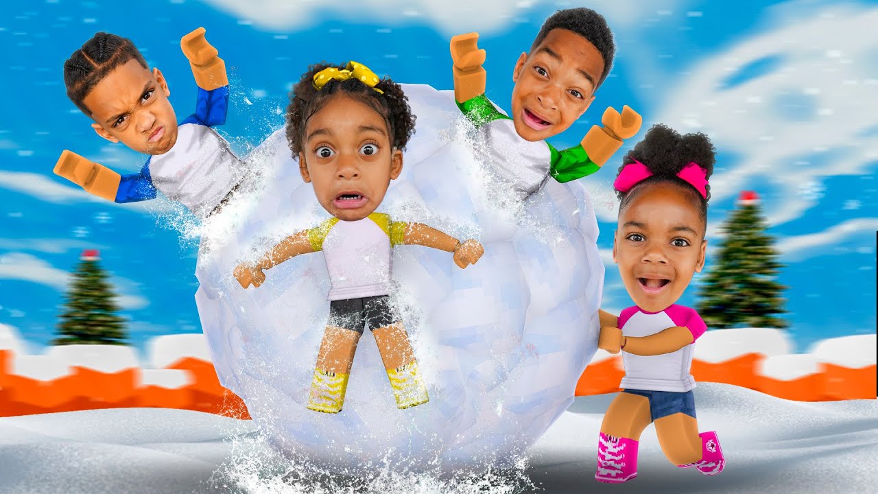 Making the BIGGEST Snowball in Roblox With Nova, Ayla, DJ, Kyrie | The Princess Clubhouse