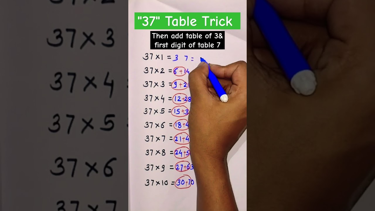 37 table Trick 🔥#maths #shorts #youtube #viral
