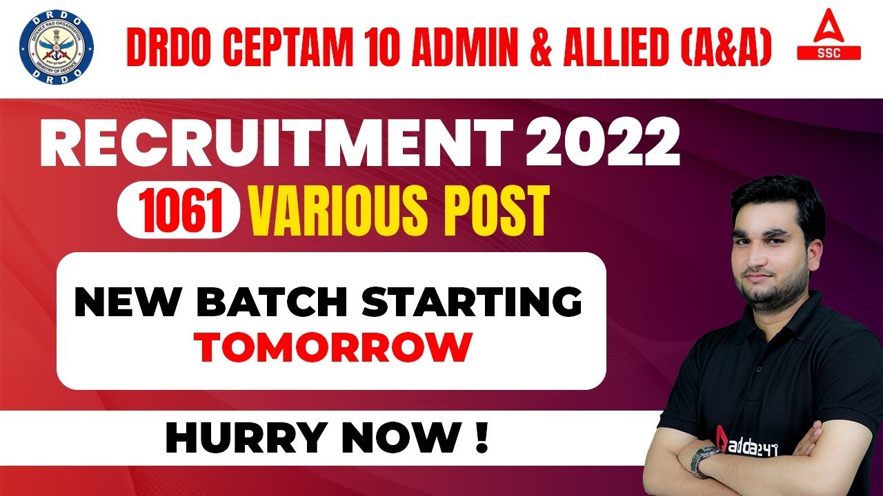 DRDO CEPTAM 10 Admin & Allied (A&A) Recruitment 2022 | 1061 Various Post |