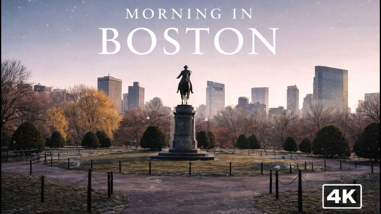 Boston Common Morning walk - 4K - Lo-Fi music