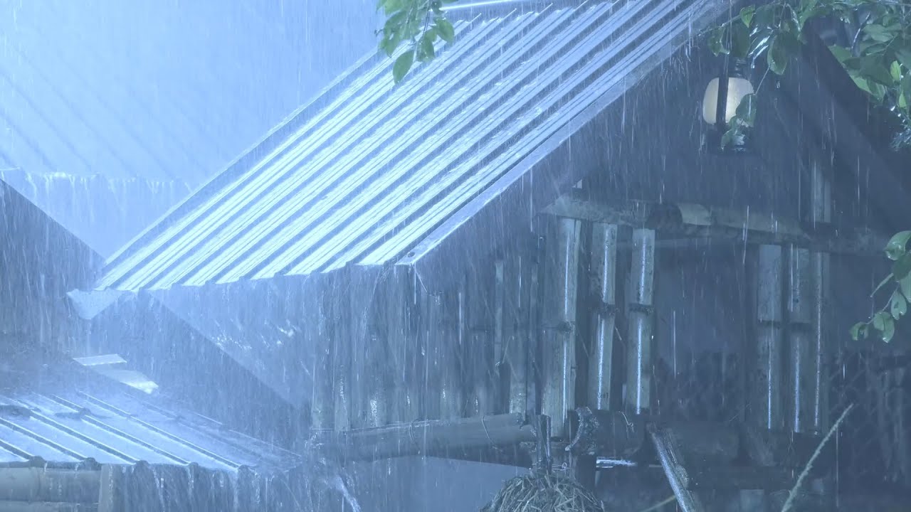 (No Ads) Fall Asleep Fast with Heavy Rain & Thunder on a Tin Roof | Dark Night Ambience