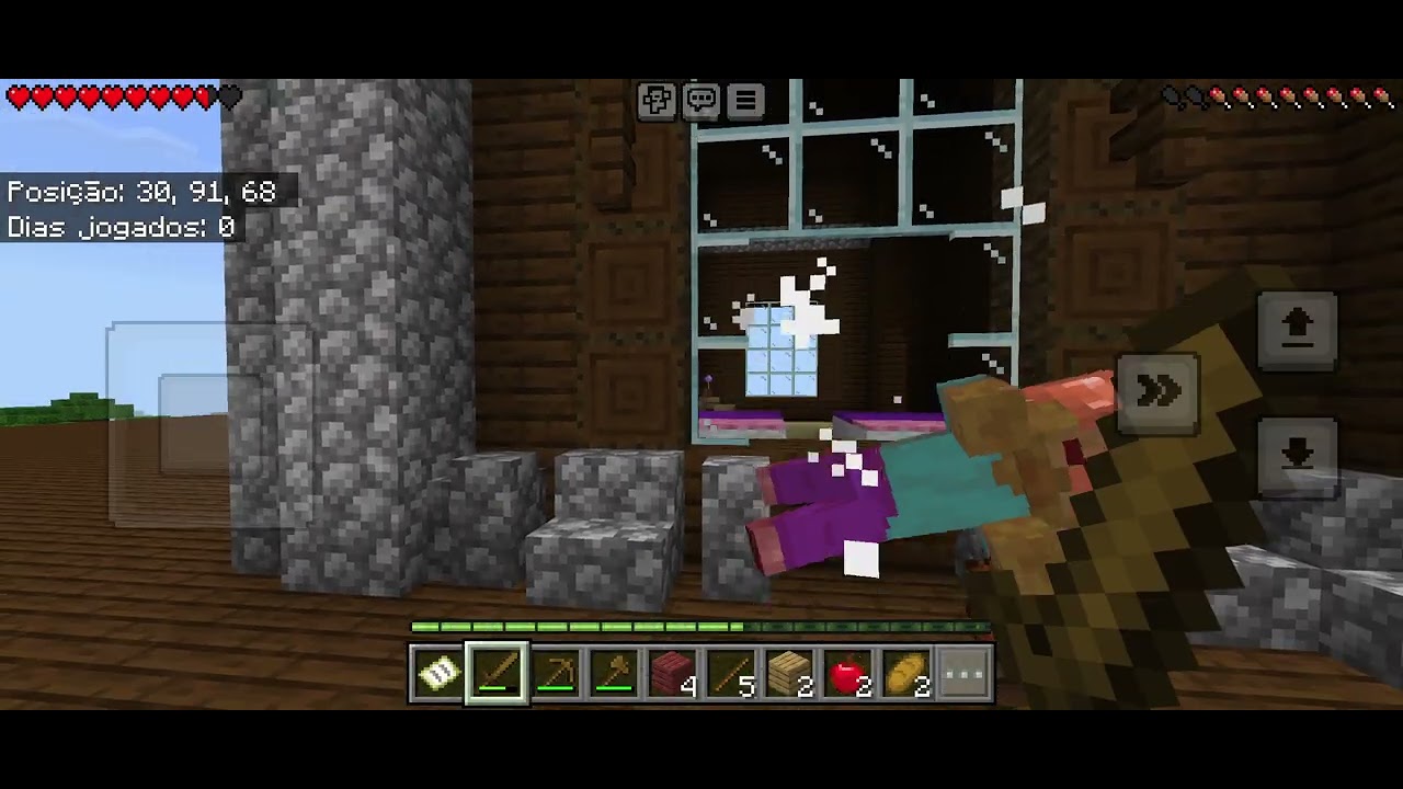 Jogando Minecraft no sobrevivência 