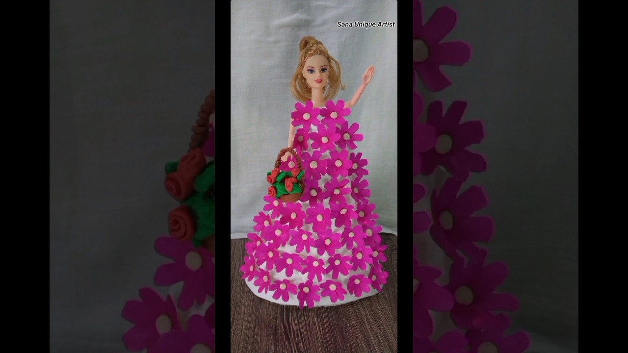 Easy and beautiful paper flowers with doll 😱 // DlY flowers doll tutorial #shorts #short #diy #craft