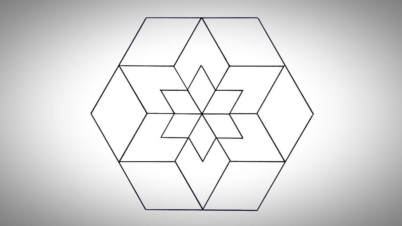 Geometric Hexagon Design Step by Step | Simple Geometric Design For Kids | Easy Hexagon Drawing