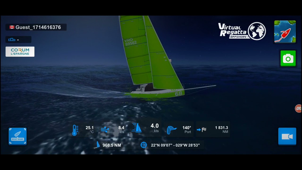 Virtual Regatta Offshore Night Relaxing Sailboat Trip Online