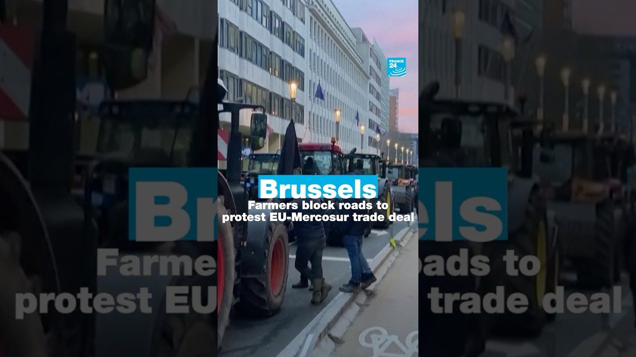 Brussels: Farmers block roads to protest EU-Mercosur trade deal &bull; FRANCE 24 English