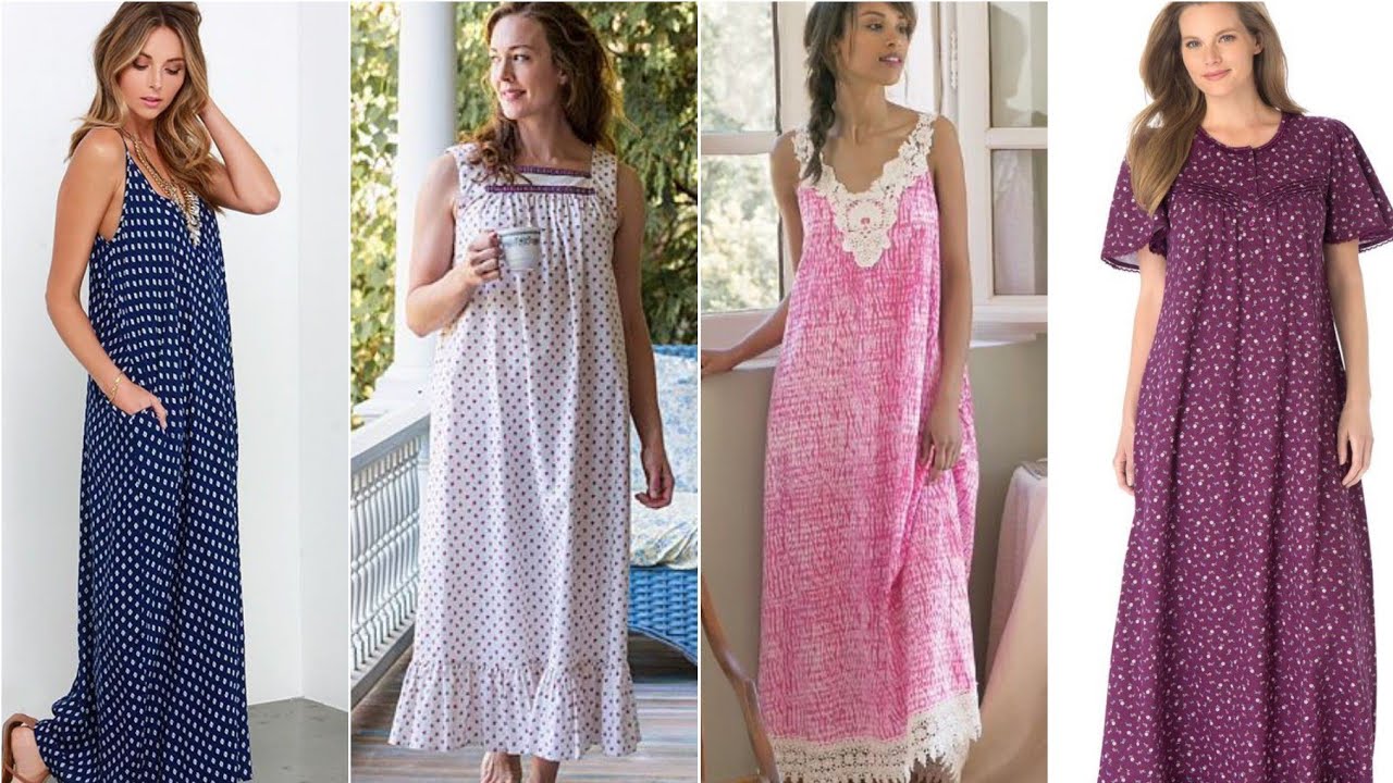 latest nighty design 2020 /cotton night gown