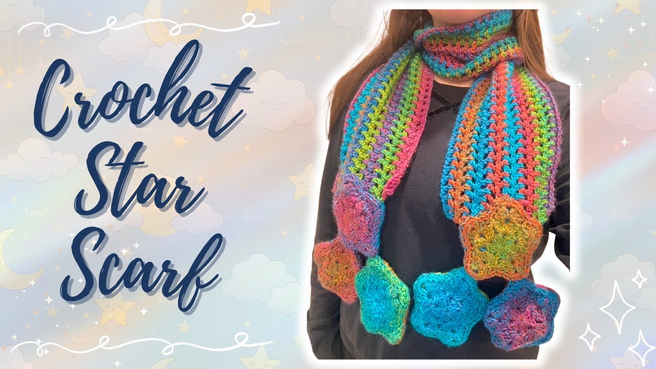 Crochet TUTORIAL for the Starry scarf, learn to crochet your own star scarf! ⭐️ 