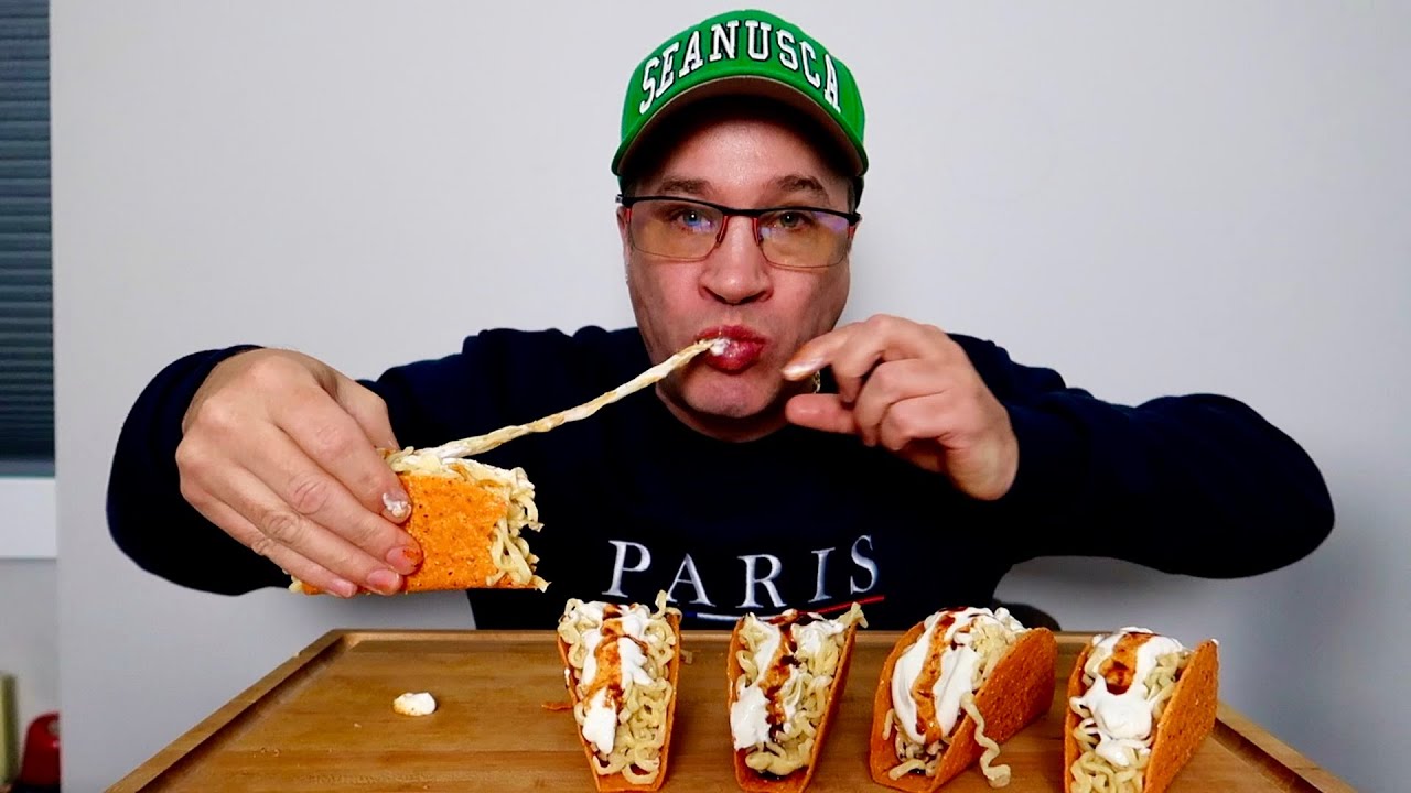 ASMR • Spicy  Cheese Buldak • Tacos • Mukbang • Feast • Seanusca Food ! (Crunchy sounds )