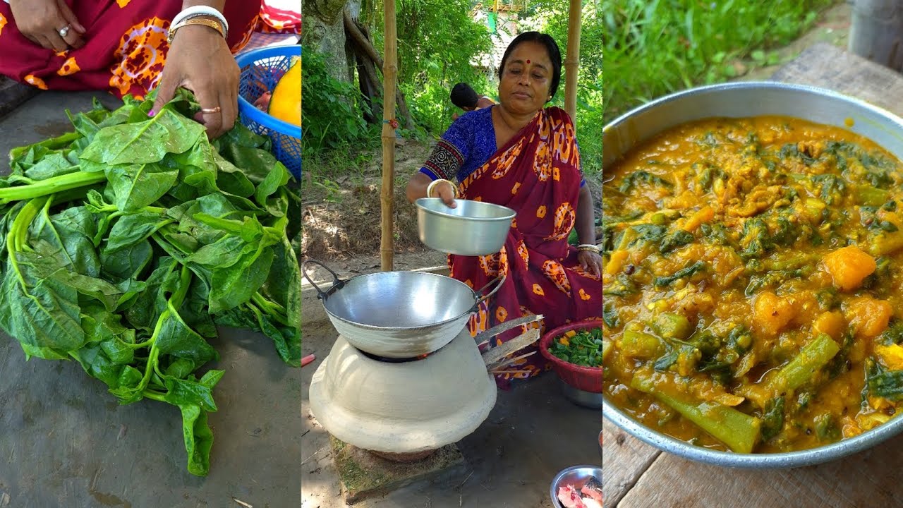 Pui shaak er ghonto | malabar spinach recipe #malabarspinach #food #cooking #vegetables 