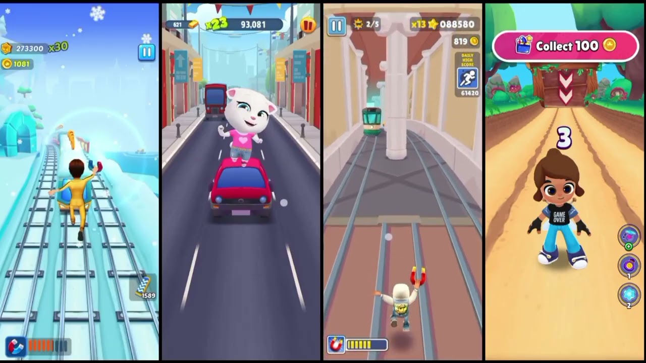 🏃🏼‍♀️Subway princess runner 🆚 talking tom gold run 🆚 Subway surfers 🆚 kooplay run gameplay 